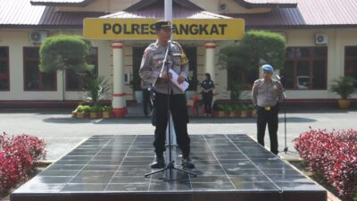Siap amankan tahapan Kampanye Pemilu 2024, Polres Langkat laksanakan Apel