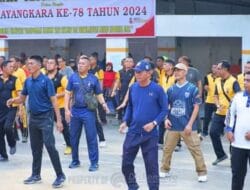 Asisten dan Kepala OPD Pemkab Labuhanbatu Ikut Senam Meriahkan Peringatan Hari Bhayangkara ke 78