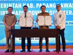 Pj Gubsu Saksikan MoU Penyediaan Air Minum Kabupaten Palas dengan Perumda Tirtanadi
