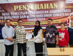KPU Sumut Umumkan Hasil Penelitian Berkas Administrasi Calon Gubernur Sumut 2024