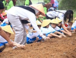 Maya Hasmita Bersama Anak PAUD Labuhanbatu Menanam Aneka Tanaman Pangan
