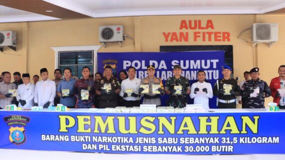 Polres Labuhanbatu Musnahkan 30 Kg Lebih Sabu dan Puluhan Ribu Pil Ekstasi Hasil Pengungkapan Kasus